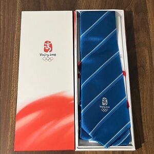 Beijing 2008 official Olympic Blue/White Striped Tie